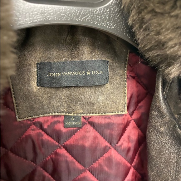 John Varvatos TommyLeather Bomber with Removable Shearling Collar Small - Picture 12 of 16